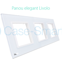 Rama priza tripla Livolo din sticla, alb