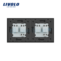 Priza dubla Livolo cu rama din sticla, gri