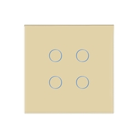 Intrerupator Cvadruplu Wi-Fi + RF433 cu Touch din Sticla LUXION, auriu