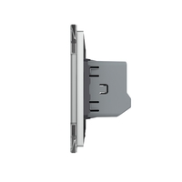 Intrerupator Dublu Cap Scara / Cruce cu Touch LIVOLO cu Rama din Sticla - Protocol Zigbee EC, gri