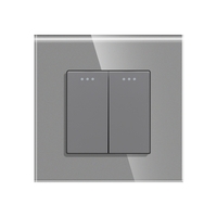 Intrerupator Dublu Mecanic cu Reset / Revenire LUXION cu Rama din Sticla, gri