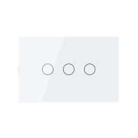 Intrerupator triplu cap scara / cruce cu touch Livolo din sticla, standard italian - Serie noua, alb