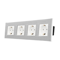 Priza Cvadrupla LUXION cu rama din aluminiu, alb