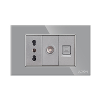 Priza Ingusta + TV + Internet cu Rama din Sticla LUXION, Standard Italian, 3M, gri