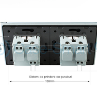 Priza dubla Livolo cu rama din sticla, alb