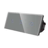 Intrerupator Simplu + Simplu + Simplu cu Touch din Sticla LUXION, gri