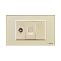 Priza TV + Internet cu Rama din Sticla LUXION, Standard Italian, 3M, auriu