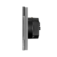 Intrerupator Simplu Cap Scara / Cruce + Priza cu Rama din Sticla LUXION, Serie A, gri