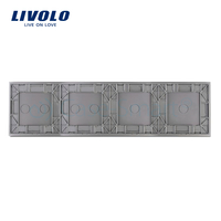 Panou intrerupator simplu+simplu+dublu+dublu cu touch LIVOLO din sticla, gri