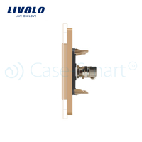 Priza dubla TV Livolo cu rama din sticla, auriu