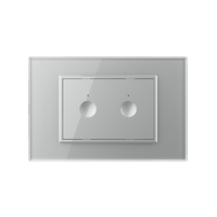 Intrerupator dublu cu touch Livolo cu rama din sticla, standard Italian - Serie noua, gri