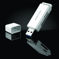 Cititor de carduri Ugreen CM104, Intrare USB 3.0, Sloturi TF / SD, Alb
