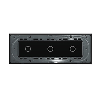 Panou Intrerupator Simplu + Simplu + Simplu cu Touch LIVOLO din Sticla, Standard Italian - 6/7M, negru