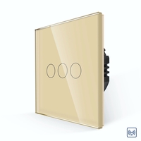 Intrerupator Triplu RF433 cu Touch din Sticla LUXION, auriu