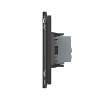 Priza tripla cu blank Livolo cu rama din sticla 6/7 module - standard Italian, negru