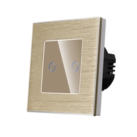 Intrerupator Dublu cu Touch din Sticla si Rama de Aluminiu LUXION, 500W, auriu