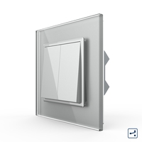 Intrerupator Dublu Mecanic Cap Cruce LIVOLO cu Rama din Sticla - Serie Noua, gri