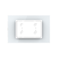 Intrerupator cvadruplu cap scara / cap cruce wireless cu touch Livolo cu rama din sticla, standard Italian - Serie noua, alb