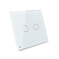 Panou intrerupator dublu cu touch Livolo din sticla, alb