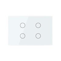 Intrerupator cvadruplu cap scara / cruce cu touch Livolo din sticla, standard Italian - Serie noua, alb