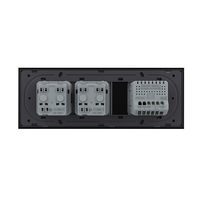 Intrerupator Simplu Cap Scara / Cruce + 2 Prize LIVOLO cu Rama Din Sticla, Standard Italian, 6M, negru