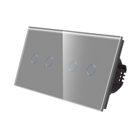 Intrerupator Dublu + Dublu cu Touch din Sticla LUXION, gri