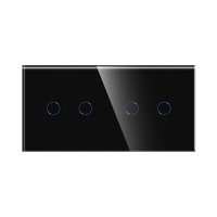 Panou Intrerupator Dublu + Dublu cu Touch Din Sticla LUXION, negru