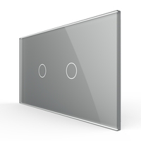 Intrerupator Simplu + Simplu cu Touch LIVOLO cu Rama Din Sticla, Standard Italian, 4M, gri