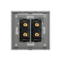 Priza Dubla cu Module Inguste cu Rama din Sticla LUXION, gri