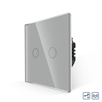 Intrerupator Dublu Cap Scara cu Touch din Sticla LUXION, RF433, gri