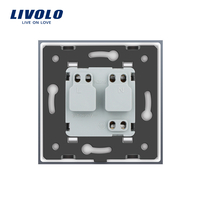 Priza simpla Livolo cu rama din sticla si capac de protectie rezistent la apa, alb