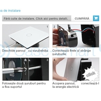 Intrerupator cu touch simplu+dublu+dublu LIVOLO din sticla, alb