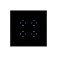 Intrerupator Cvadruplu Wi-Fi + RF433 cu Touch din Sticla LUXION, negru