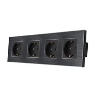Priza Cvadrupla LUXION cu rama din aluminiu, negru