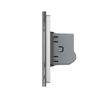 Intrerupator Simplu + Dublu cu Touch LIVOLO cu Rama Din Sticla, Standard Italian, 4M, gri