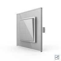Intrerupator Dublu Mecanic Cap Scara LIVOLO cu Rama din Sticla - Serie Noua, gri