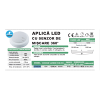 Aplica LED cu senzor de miscare 360°, Ø171, 15W=100W, 1200Lm, IP65