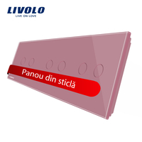 Panou intrerupator dublu+dublu+dublu cu touch Livolo din sticla, roz