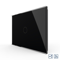 Intrerupator cap scara/cruce wireless cu touch Livolo din sticla - standard italian, negru