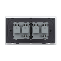 Priza dubla Livolo cu rama din sticla 4M, standard Italian, Serie noua, alb