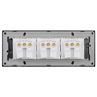 Priza Tripla cu Rama din Sticla LUXION, Standard Italian, 6M, negru