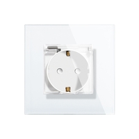 Priza Simpla cu Capac de Protectie cu Rama din Sticla LUXION, alb