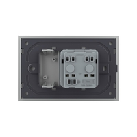 Priza simpla cu blank Livolo cu rama din sticla 3M, standard Italian, Serie noua, gri