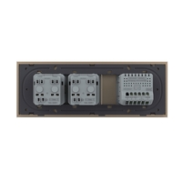 Intrerupator Dublu Cap Scara / Cruce + 2 Prize LIVOLO cu Rama Din Sticla, Standard Italian, 6M, auriu