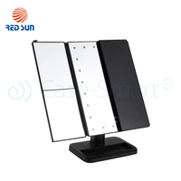 Oglinda cosmetica rotativa RedSun, Led-uri cu variator pentru make-up, negru