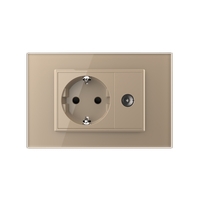 Priza simpla din rama de sticla Schuko cu TV Livolo, auriu