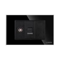 Priza TV + Internet cu Rama din Sticla LUXION, Standard Italian, 3M, negru