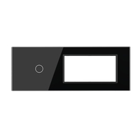 Panou Intrerupator Simplu cu 2 Prize LIVOLO din Sticla, Standard Italian - 6/7M, negru