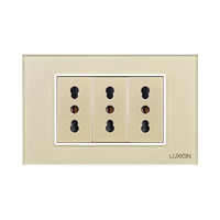 Priza Tripla cu Rama din Sticla LUXION, Standard Italian, 3M, auriu