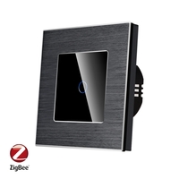Intrerupator Simplu cu Touch din Sticla si Rama de Aluminiu LUXION, protocol Zigbee, negru